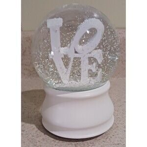 "LOVE"  ALL WHITE SNOW GLOBE /MUSIC BOX